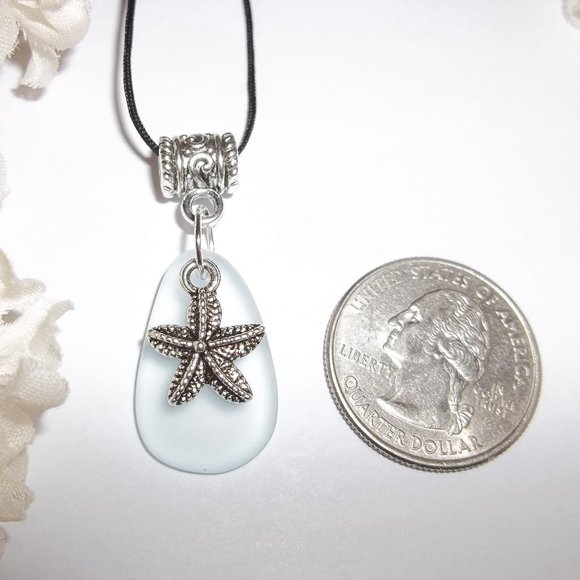 Turquoise Blue and Silver Starfish Necklace Beach Ocean Vacation Jewelry 7063 - Picture 2 of 10